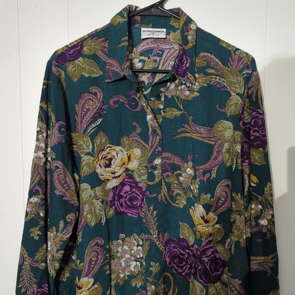 Alfred Dunner Vintage Floral and Paisley Pattern Women's Blouse - Size 16
